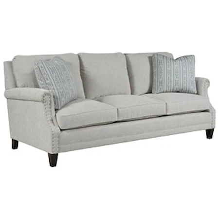 Transitional Three-Seat Sofa with Nail Head Trim